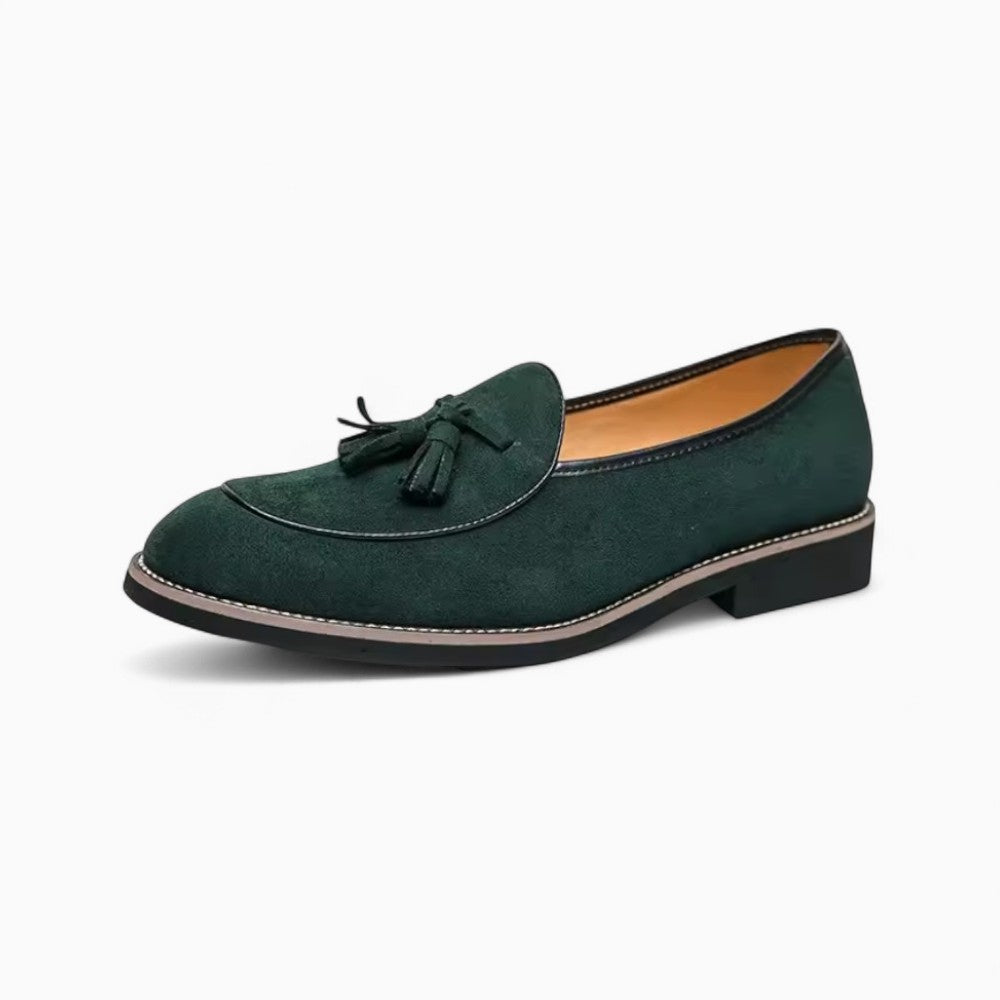 Green Suede Tassel Loafers for Men