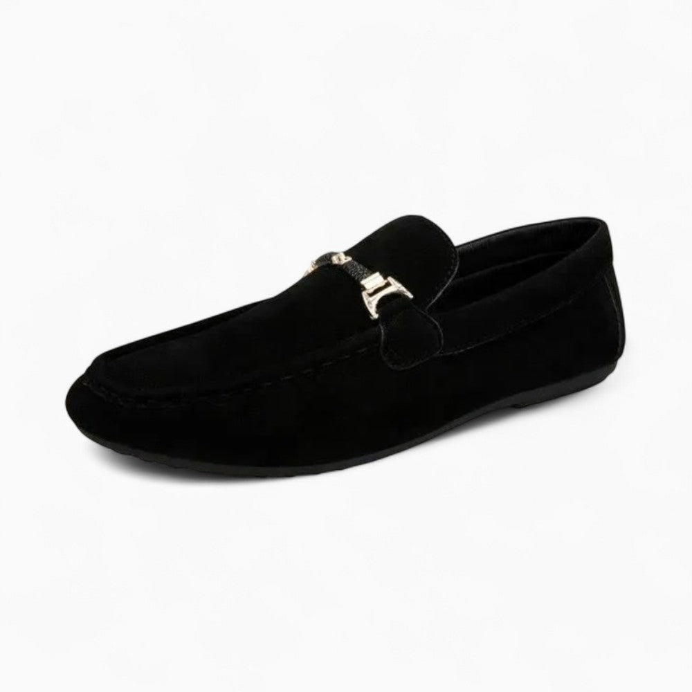 Suede Loafers with Decorative Chain for Men