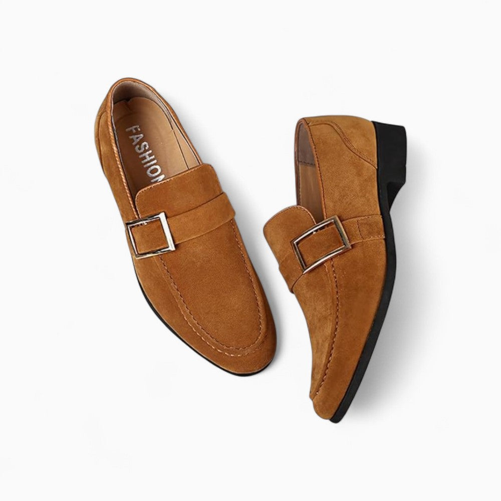 Suede Loafers with Block Heel for Men