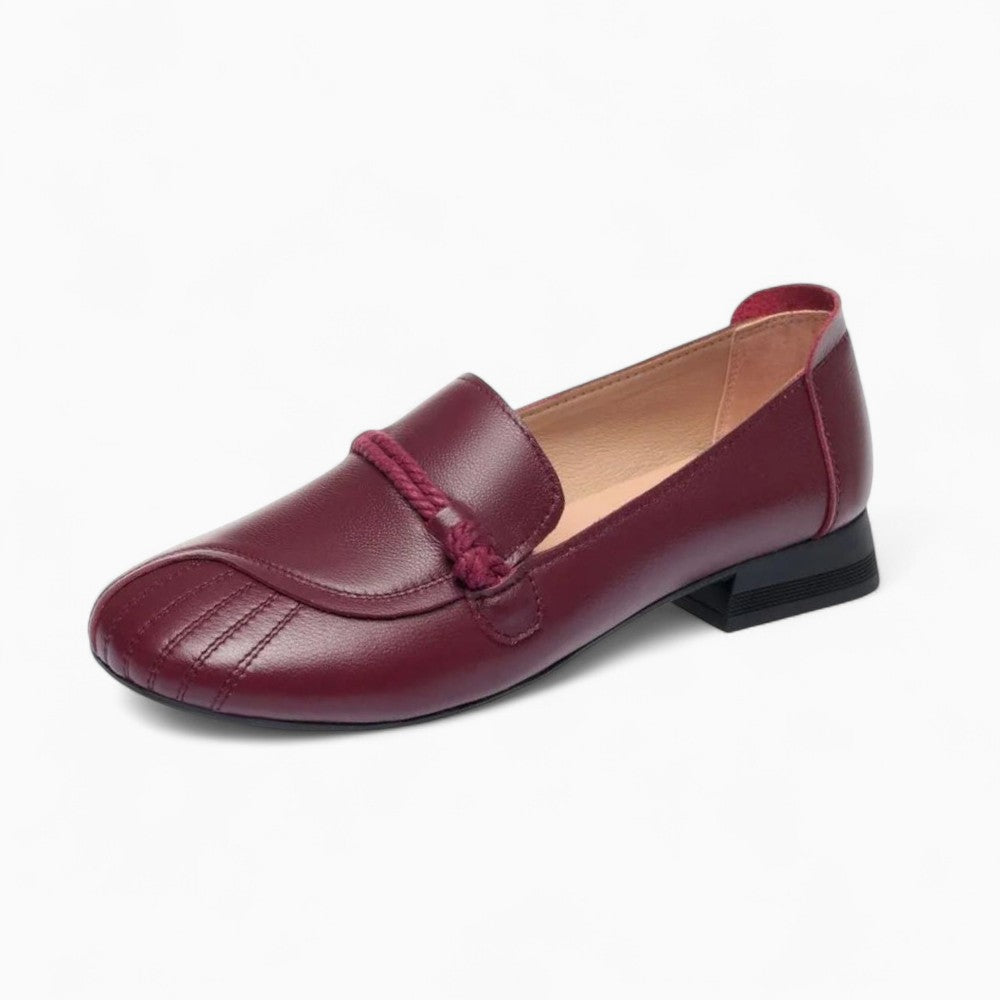 Women's Leather Loafers with Mid Heel