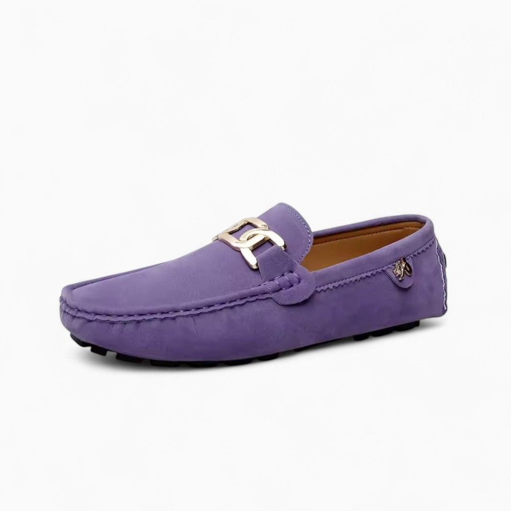 Women's Suede Loafers with Golden Details