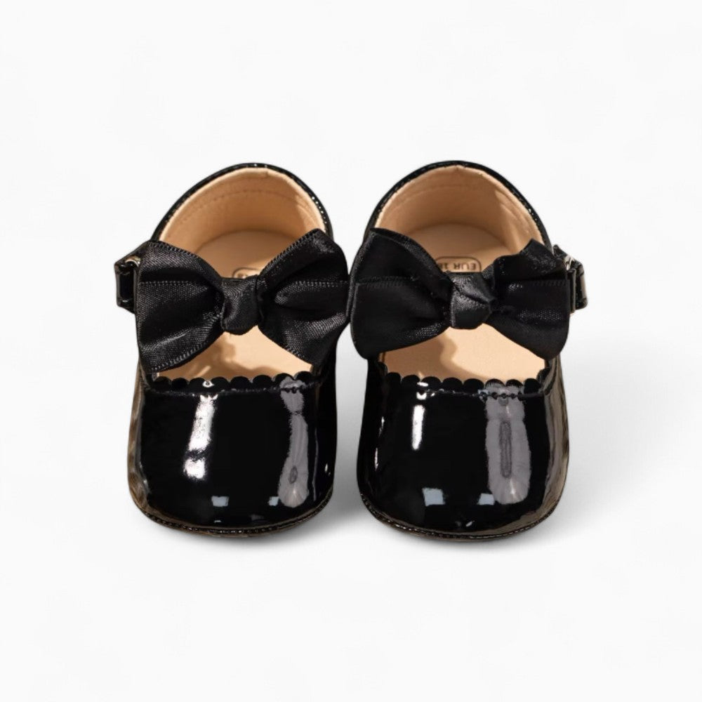 Baby Girl's Leather Loafers with Large Bow