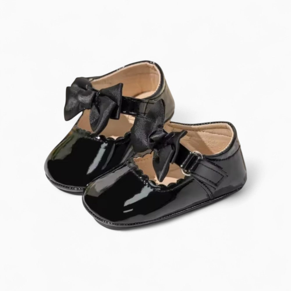 Baby Girl's Leather Loafers with Large Bow