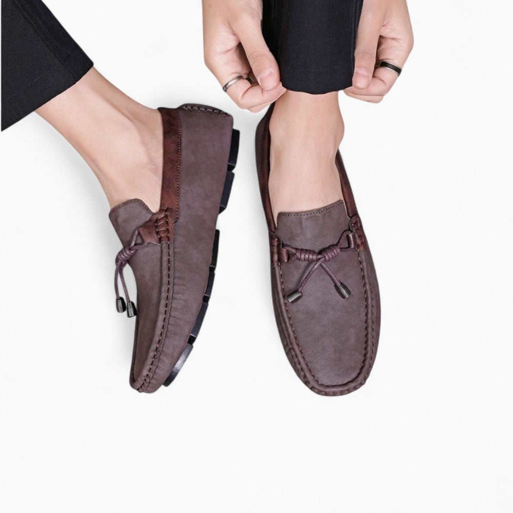 Breathable Leather Loafers with Tassels for Men