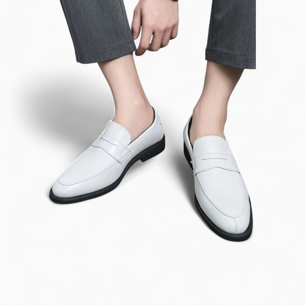 Men’s White Formal Style Synthetic Leather Loafers