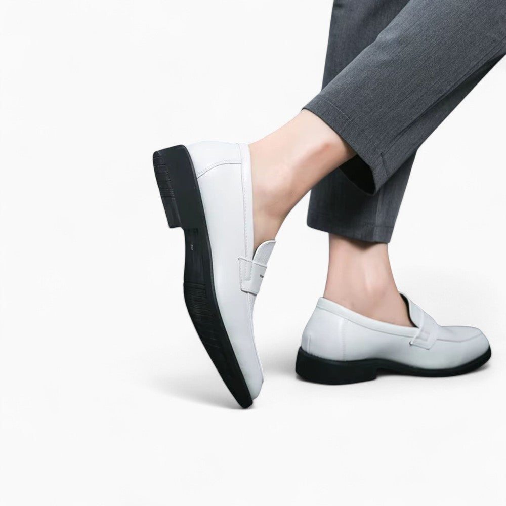 Men’s White Formal Style Synthetic Leather Loafers