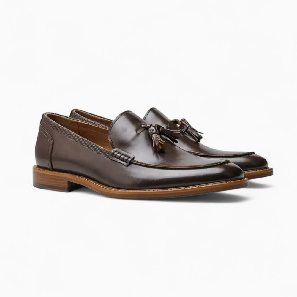 Genuine Leather Tassel Loafers with Bow Detail