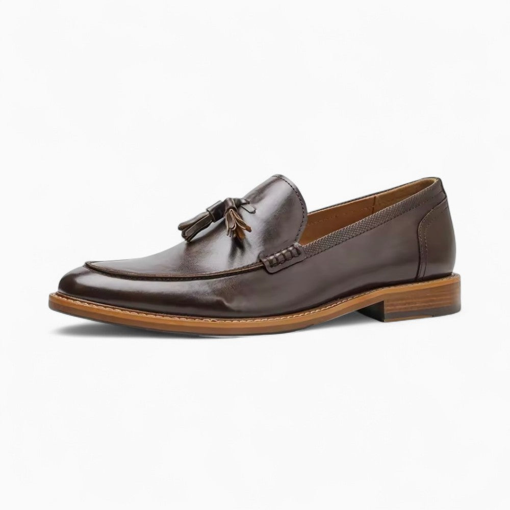 Genuine Leather Tassel Loafers with Bow Detail