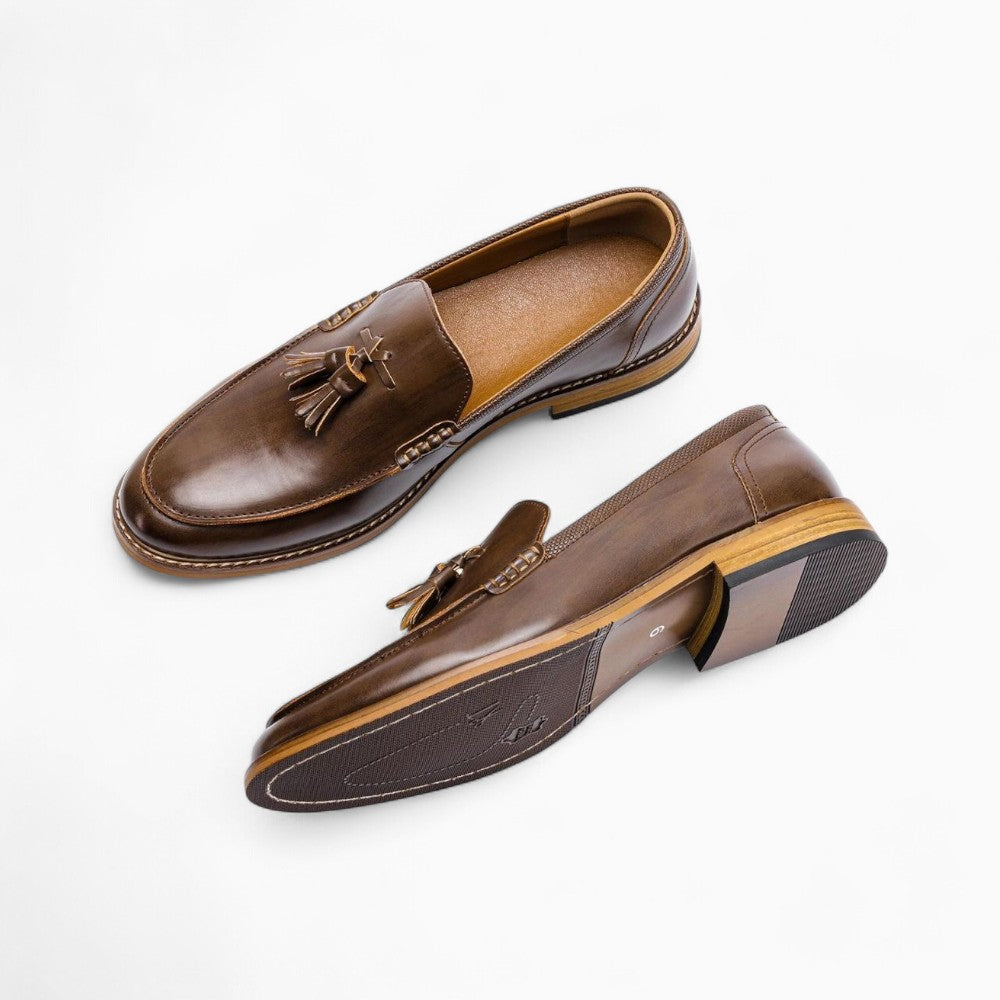 Genuine Leather Tassel Loafers with Bow Detail