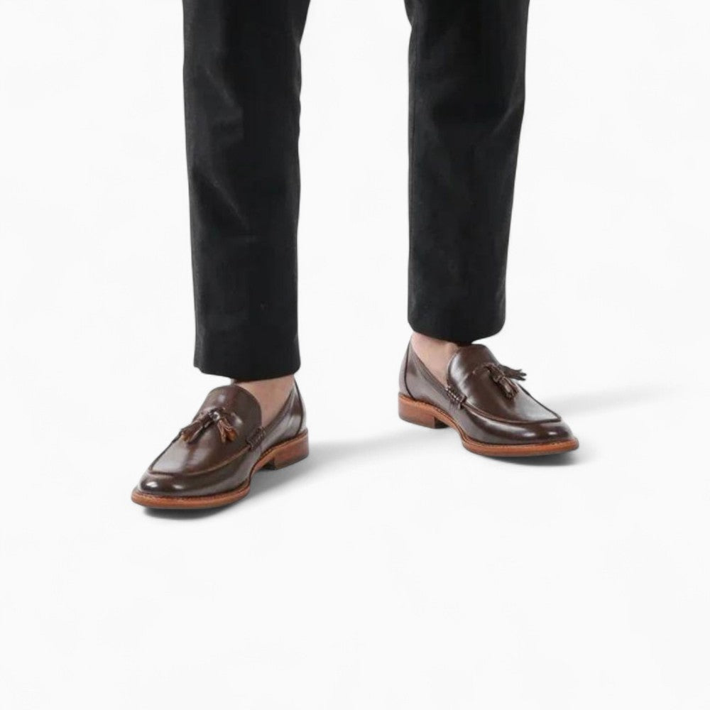Genuine Leather Tassel Loafers with Bow Detail