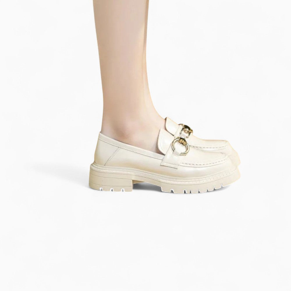 Women's Leather Loafers with Thick Sole