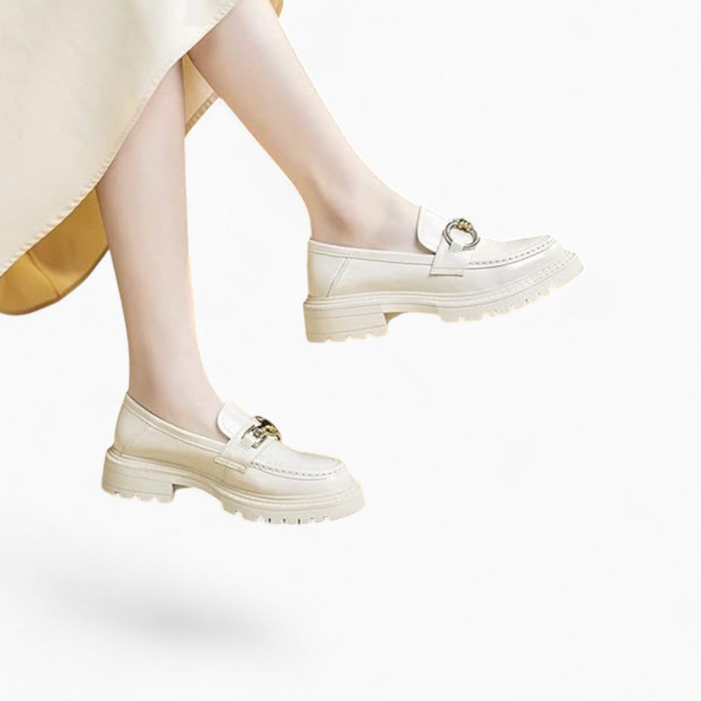 Women's Leather Loafers with Thick Sole