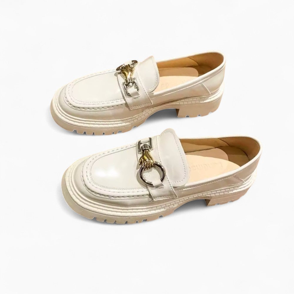 Women's Leather Loafers with Thick Sole