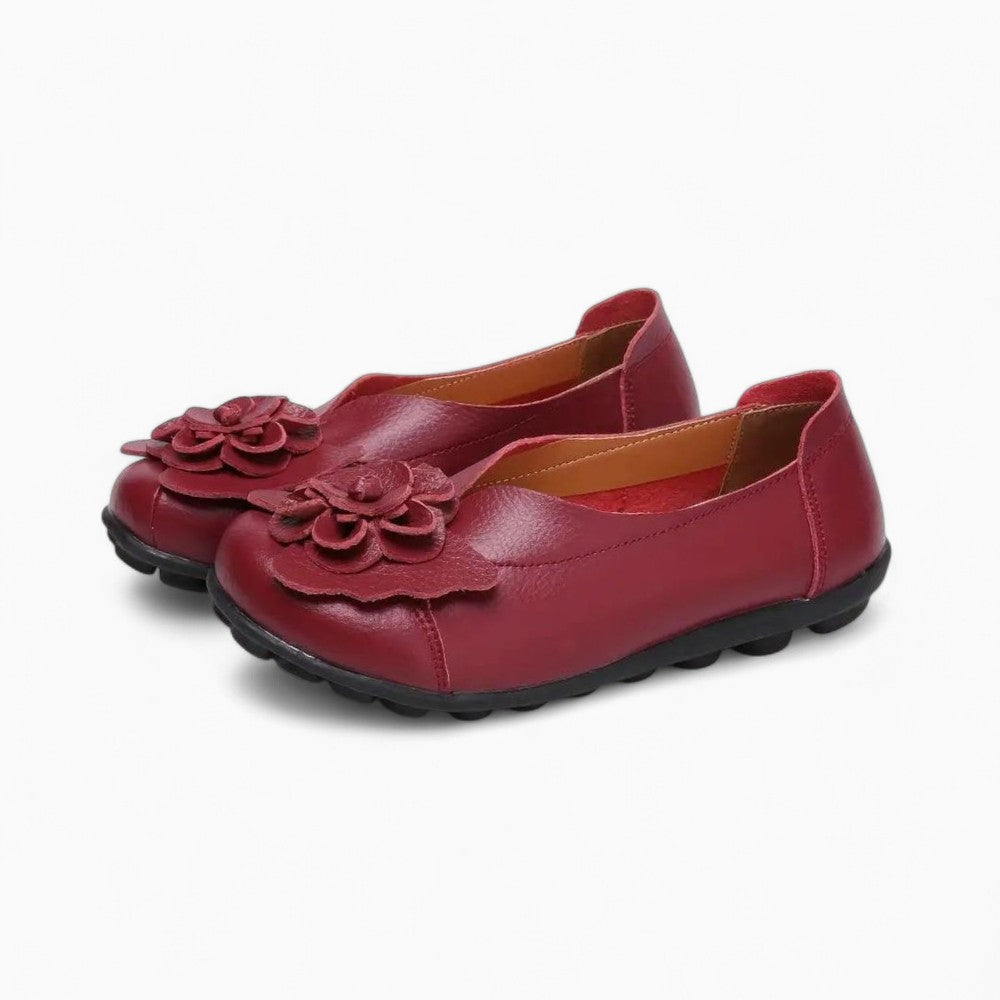 Women's Floral Patterned Leather Loafers.