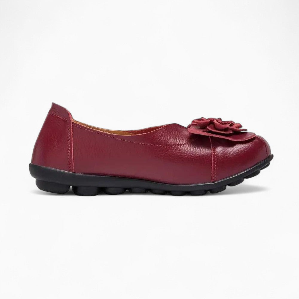 Women's Floral Patterned Leather Loafers.