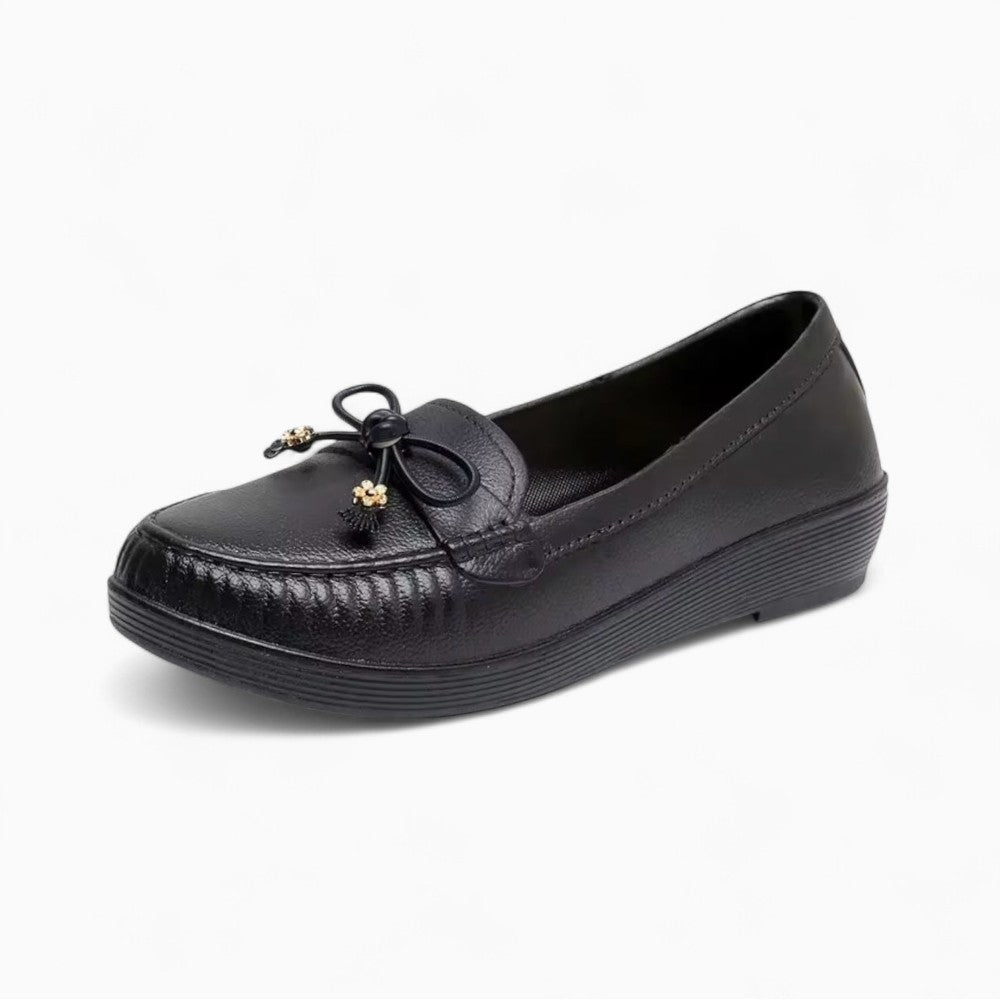Women's Elegant Loafers with Gold Bow Decoration
