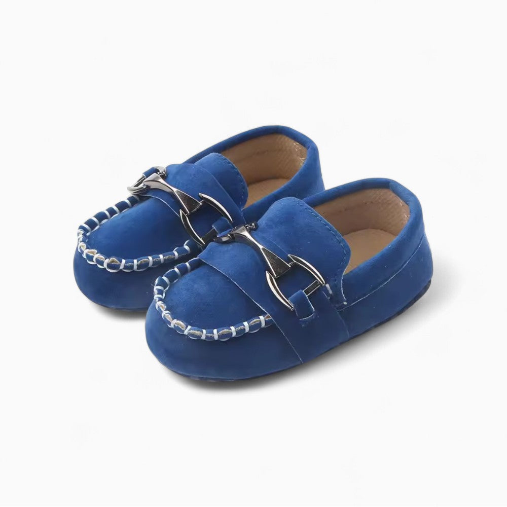 Soft Suede Effect Loafers with Silver Bits for Baby Boy