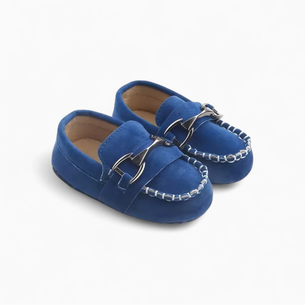 Soft Suede Effect Loafers with Silver Bits for Baby Boy