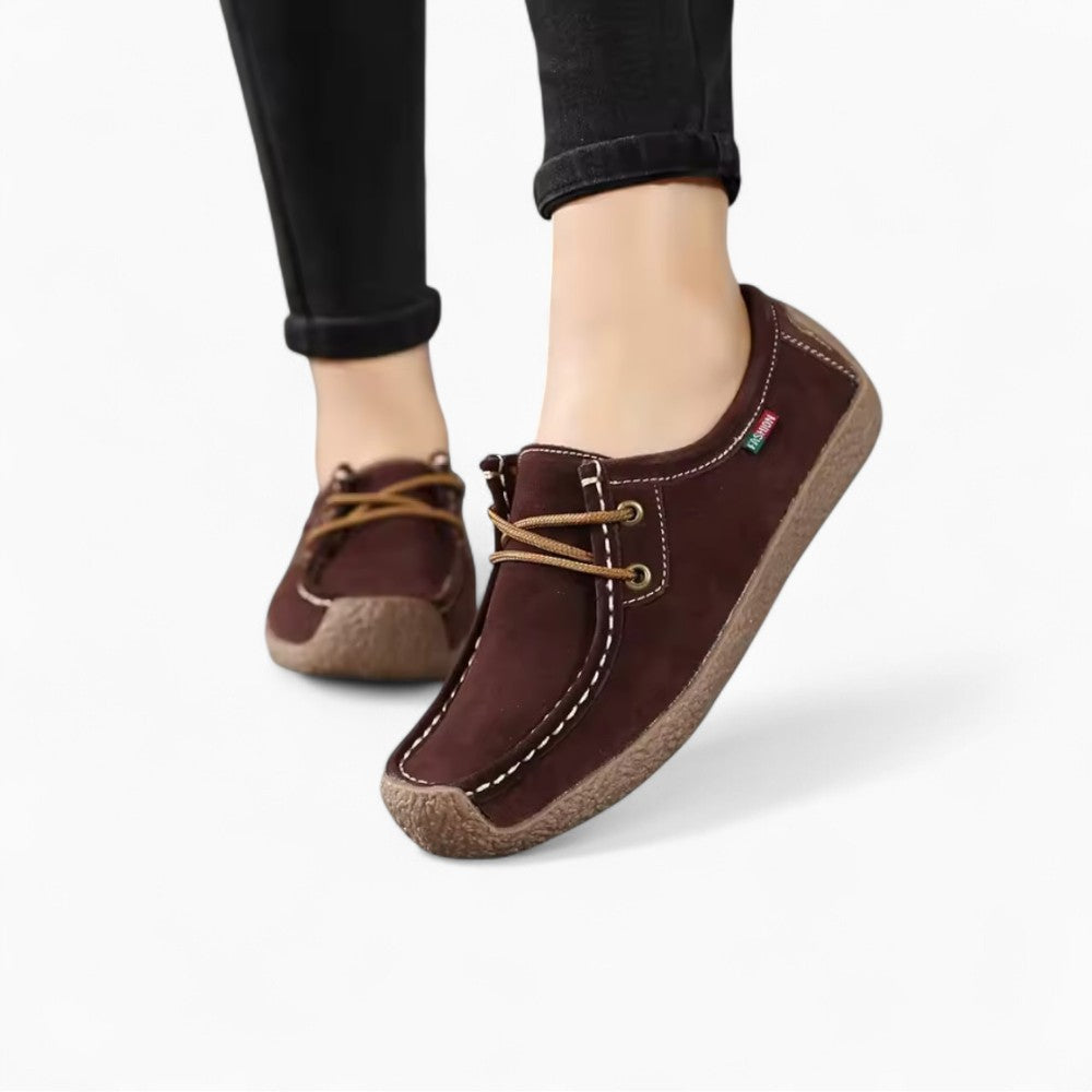 Suede Effect Loafers with Bow for Women