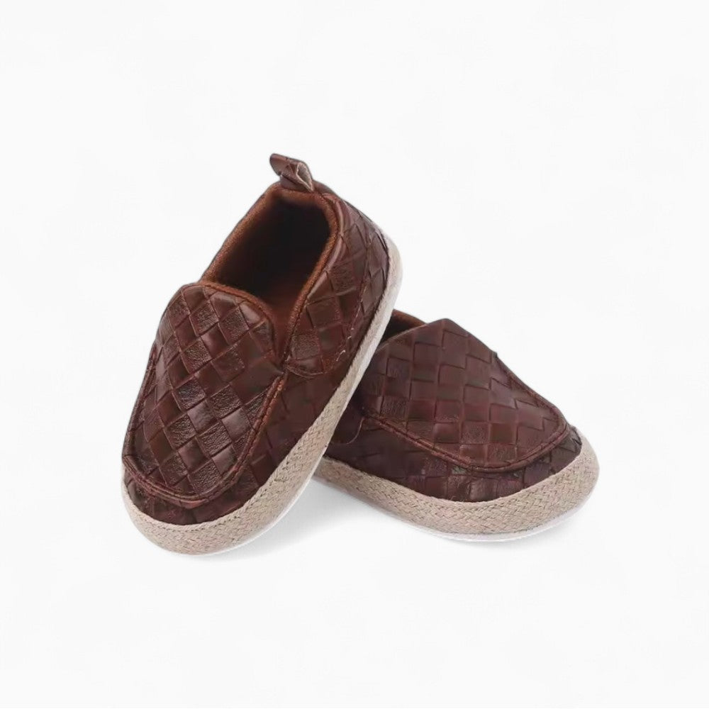 Braided Leather Effect Loafers with Rope for Baby Boy