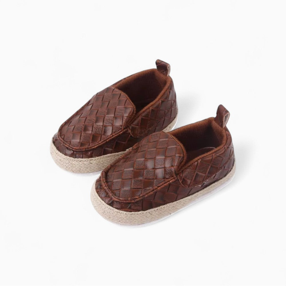 Braided Leather Effect Loafers with Rope for Baby Boy