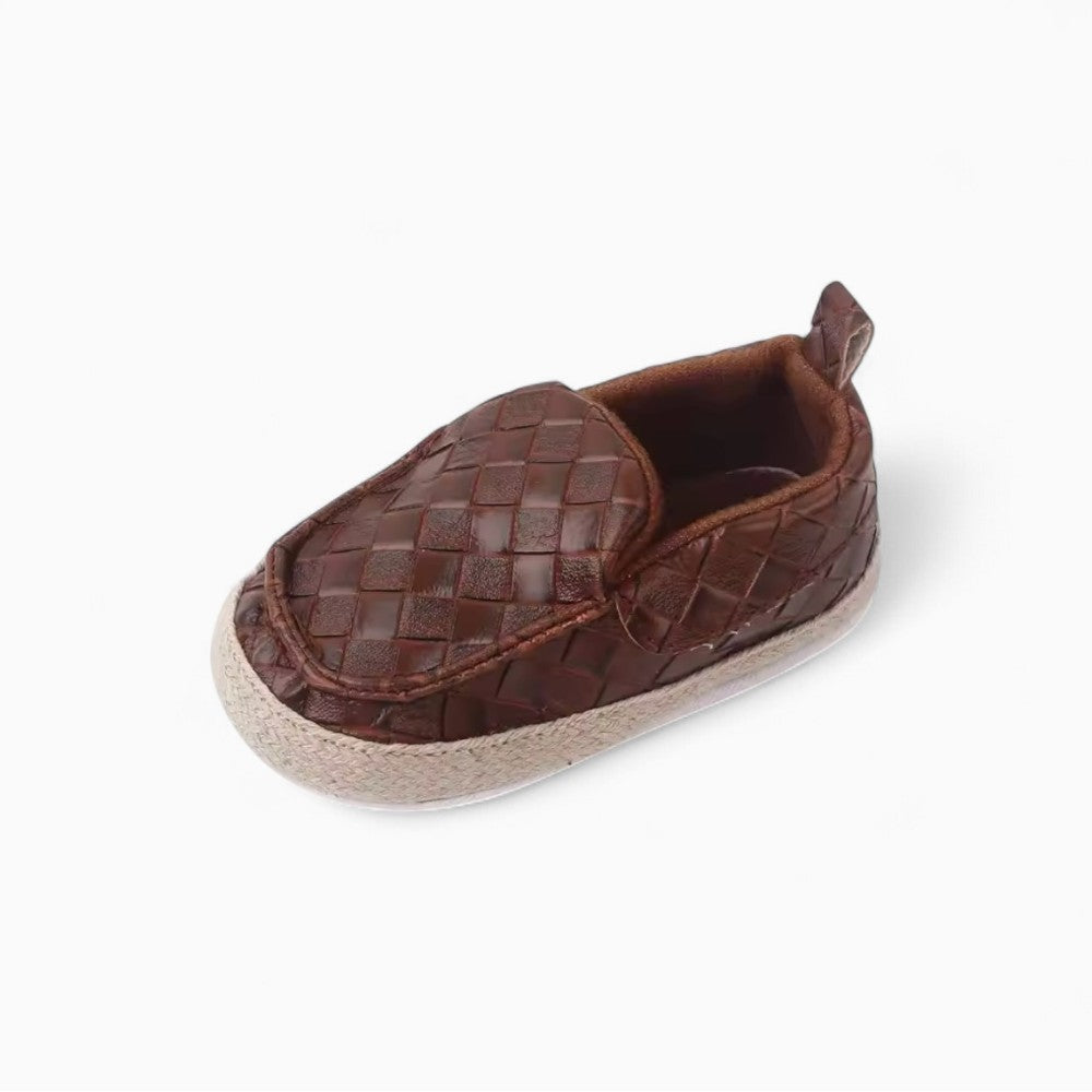 Braided Leather Effect Loafers with Rope for Baby Boy