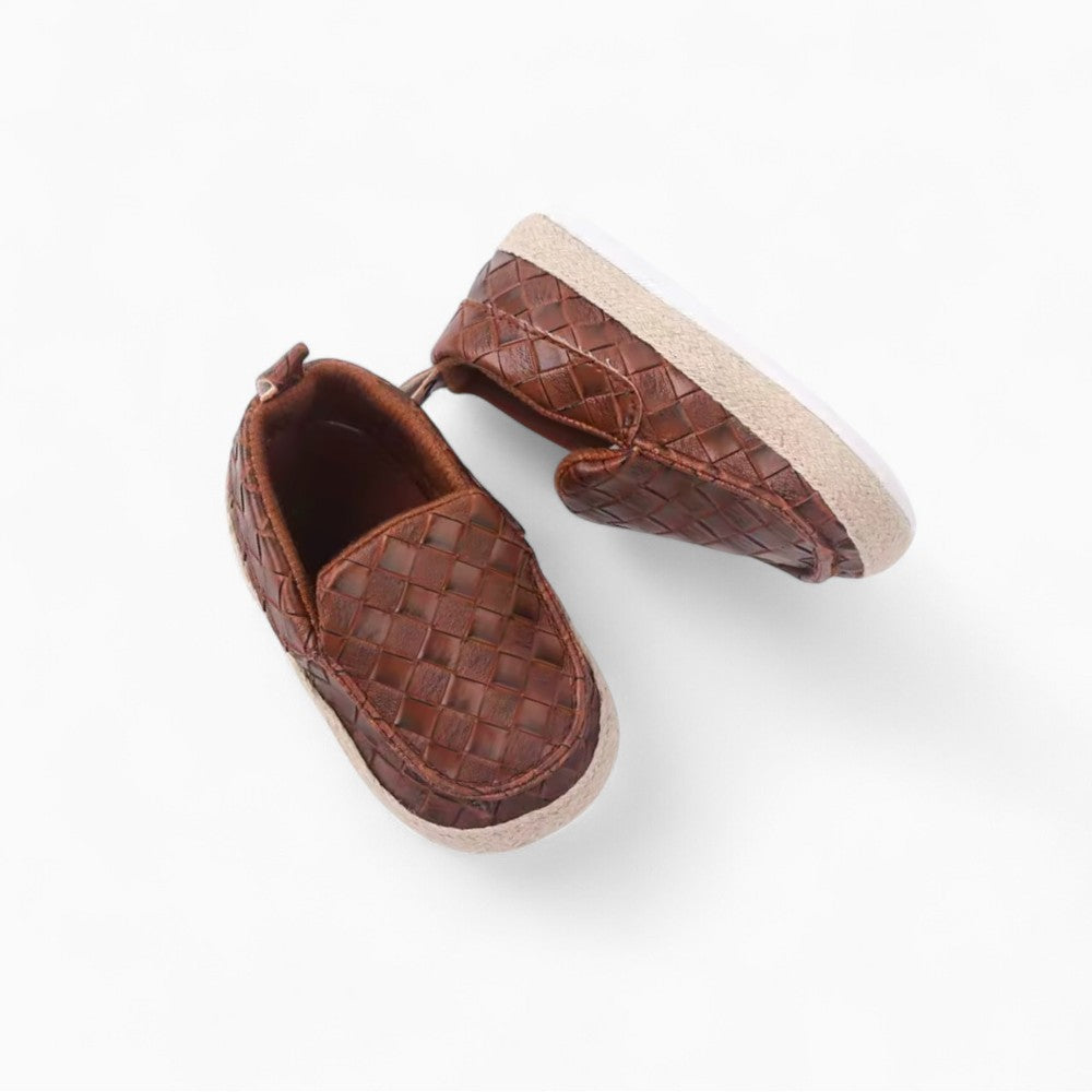 Braided Leather Effect Loafers with Rope for Baby Boy