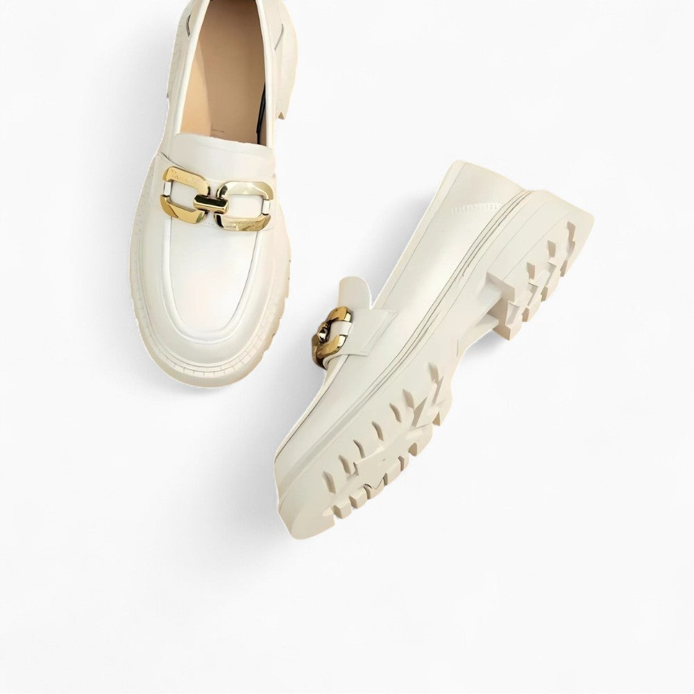 Patent Loafers with Thick Sole and Large Buckle