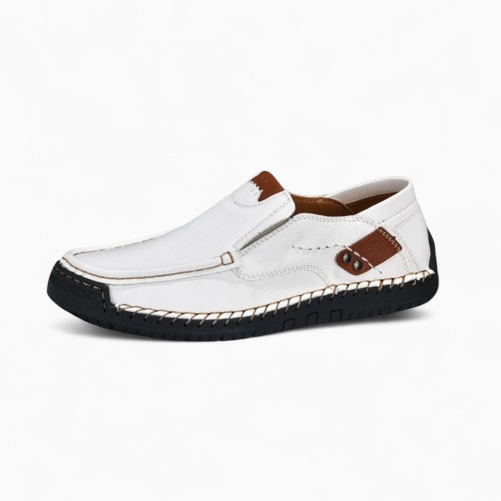 White Leather Effect Loafers for Men