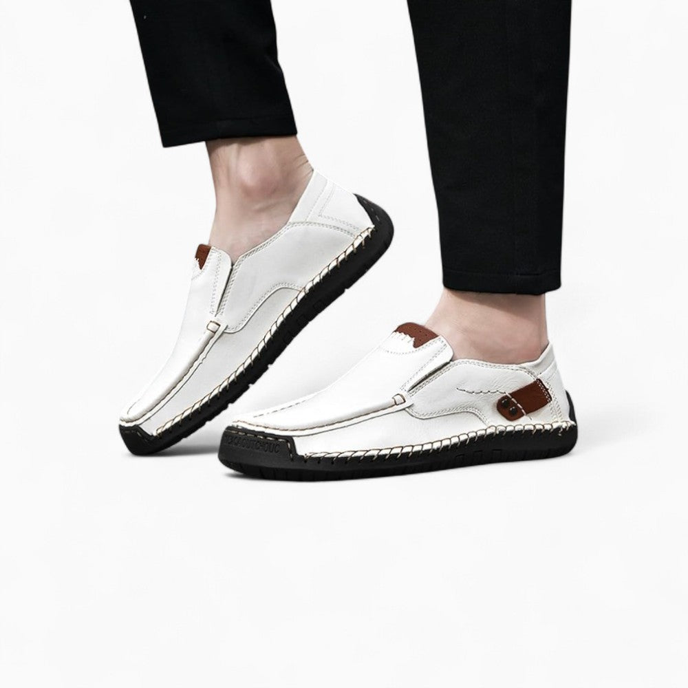 White Leather Effect Loafers for Men