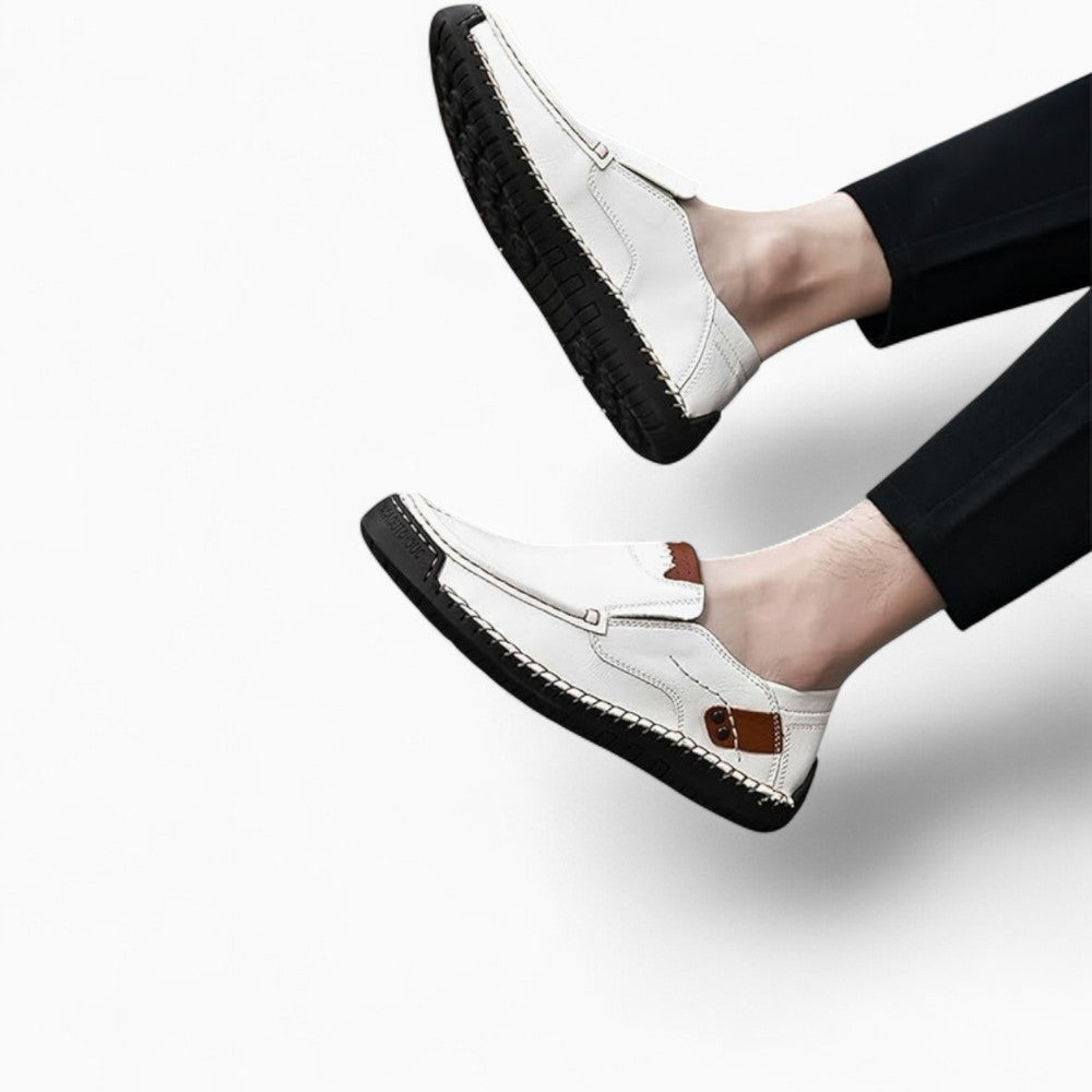 White Leather Effect Loafers for Men