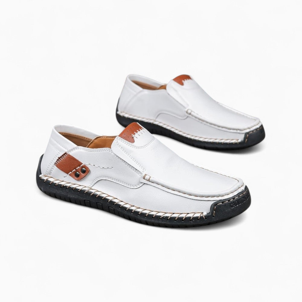 White Leather Effect Loafers for Men