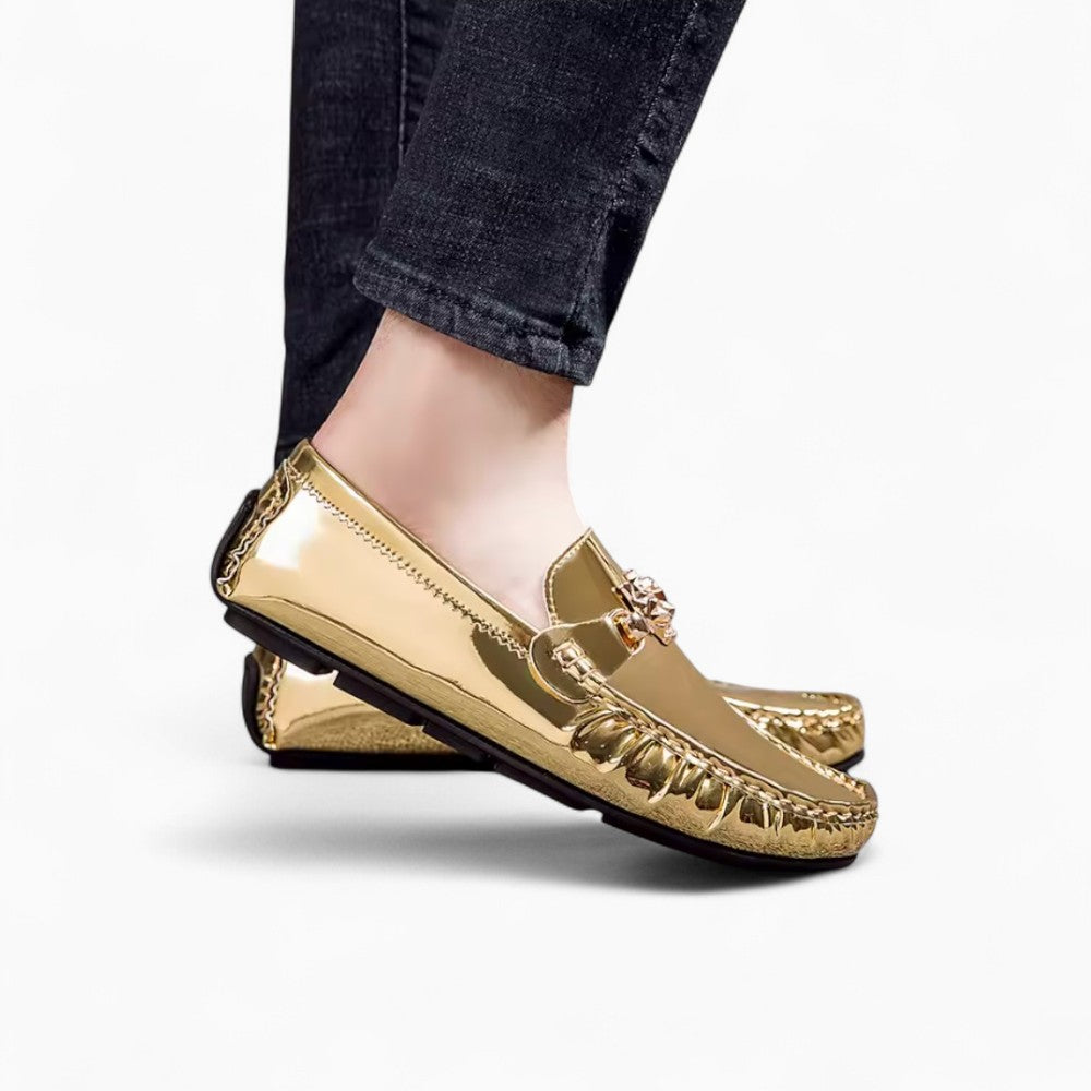 Shiny Gold Loafers for Men