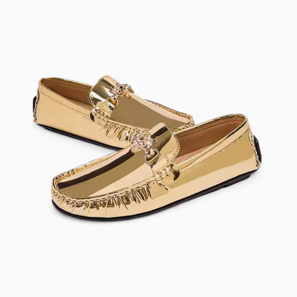 Shiny Gold Loafers for Men