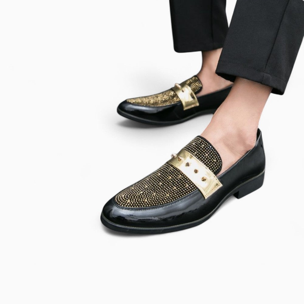 Gold Studded Loafers for Men