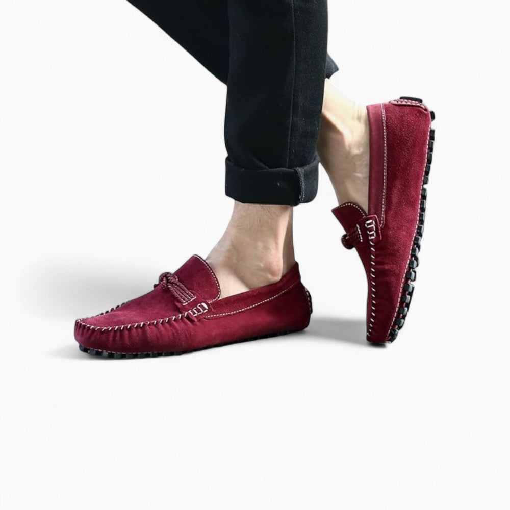 Red Suede Design Loafers for Men