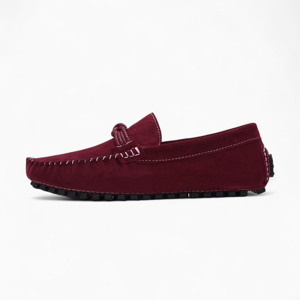 Red Suede Design Loafers for Men