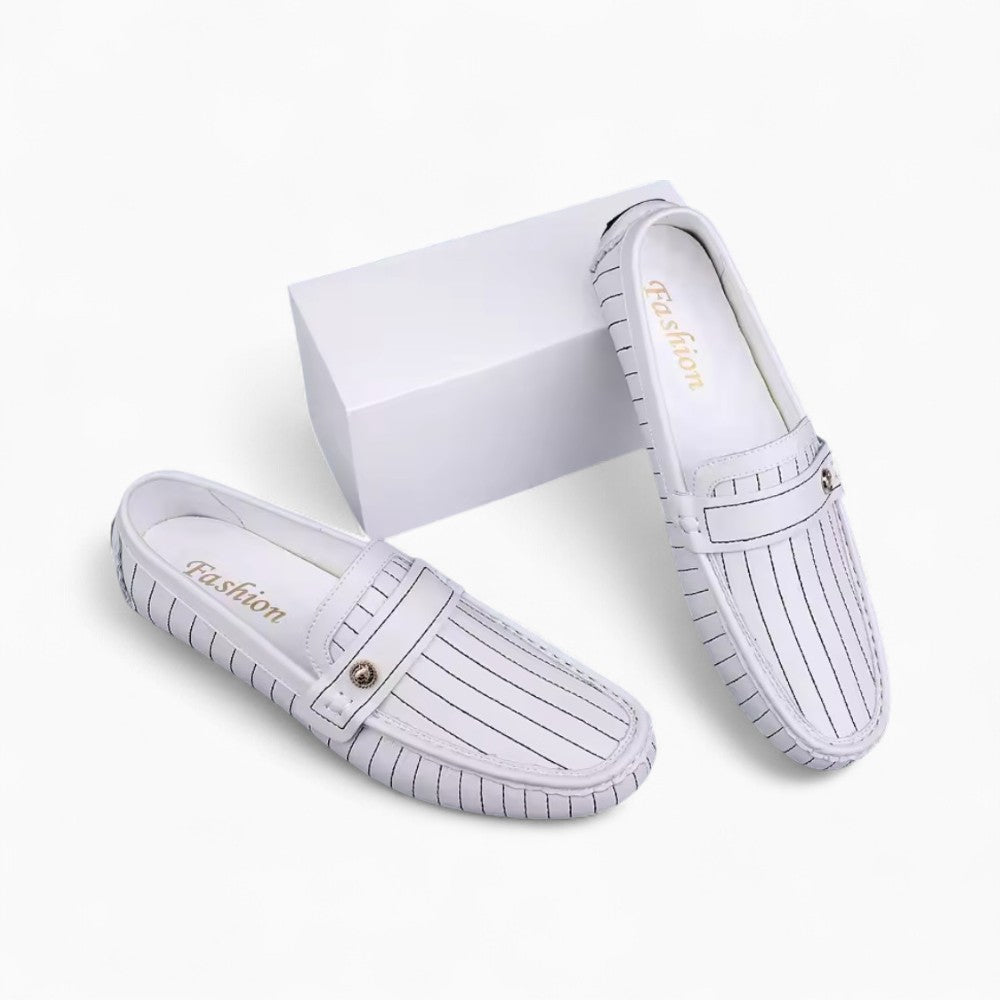 Men's Casual White Faux Leather Loafers
