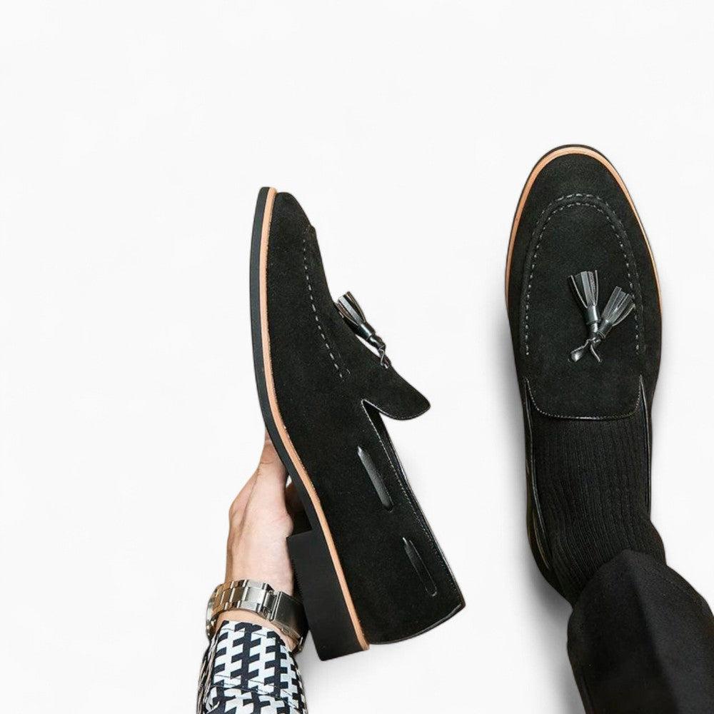 Men's Casual Genuine Suede Loafers with Tassels