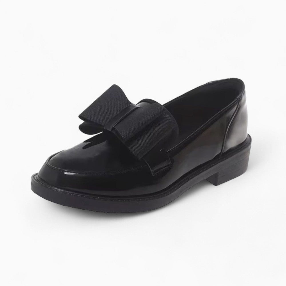 Women's Casual Loafers with Black Bow Tie