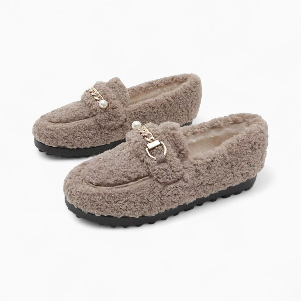 Women's Winter Loafers with Wool and Chain