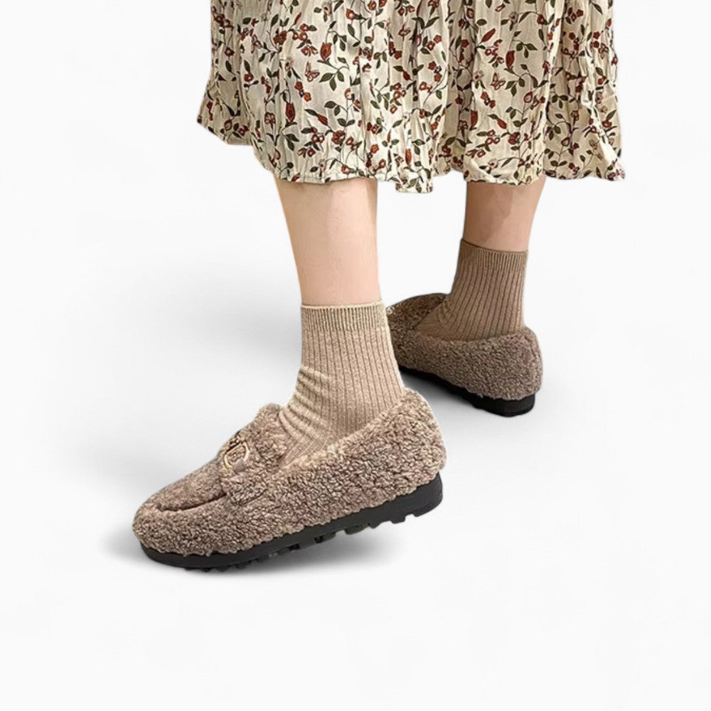 Women's Winter Loafers with Wool and Chain