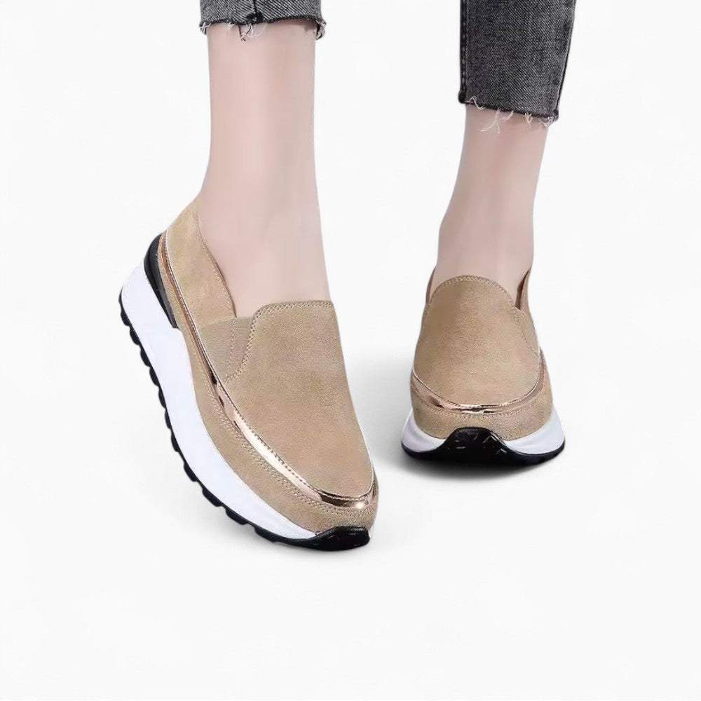 Suede Platform Wedge Loafers
