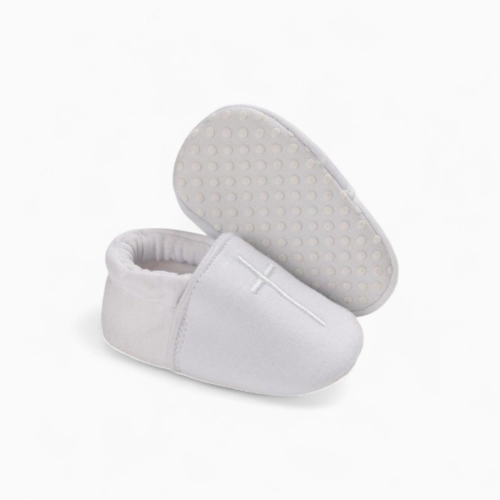 White Cotton Baptism Loafers for Baby