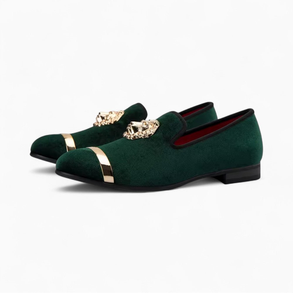 Velvet Wedding Loafers with Tiger Crest