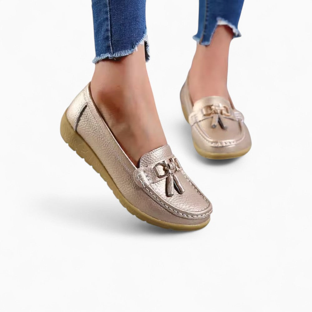 Women's Shiny Leather Wedge Loafers