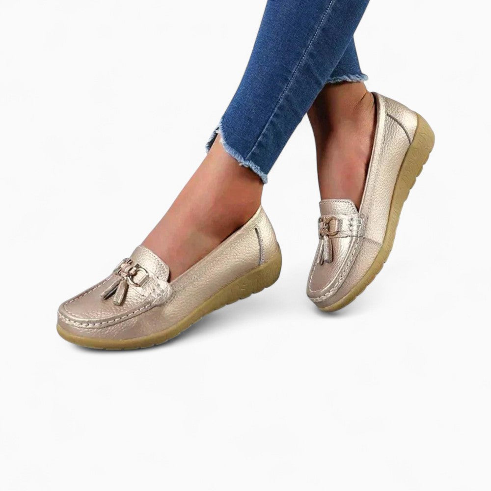 Women's Shiny Leather Wedge Loafers