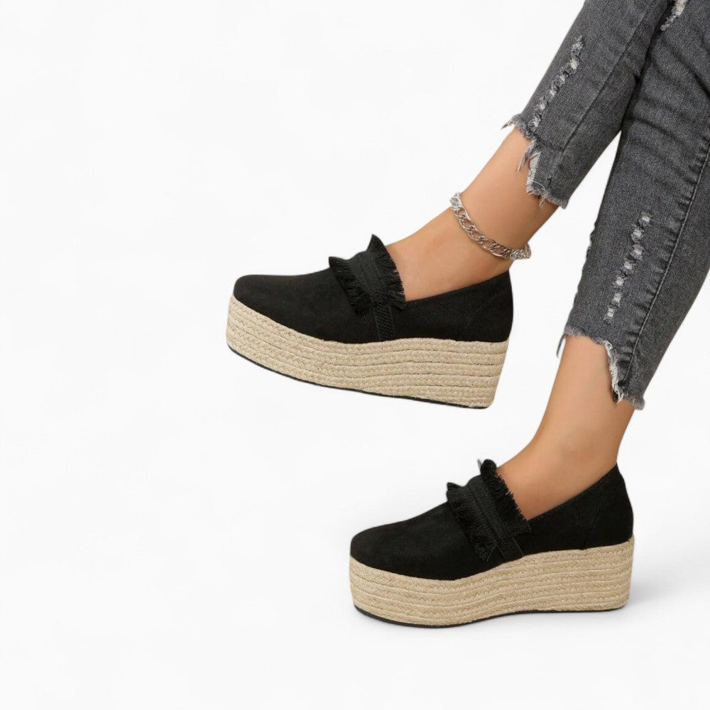 Women's Wedge Loafers with Suede Fringes