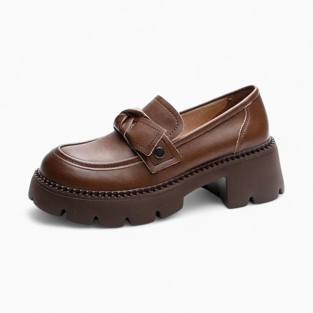 Genuine Leather Platform Loafers for Women