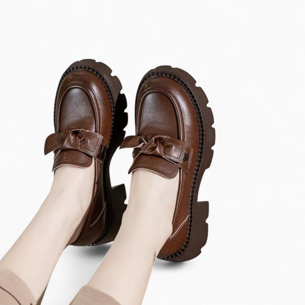 Genuine Leather Platform Loafers for Women